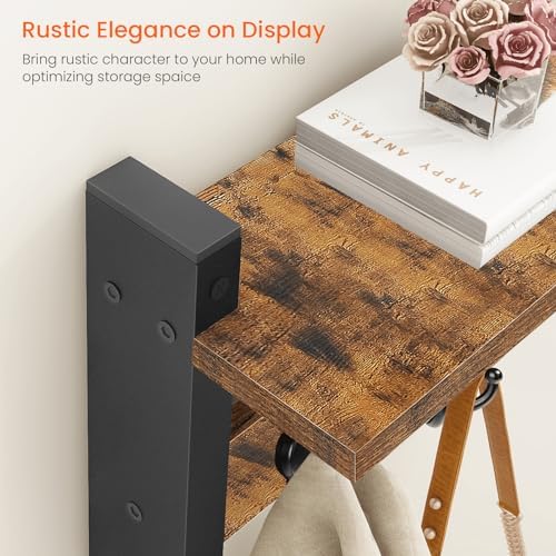 Homode Wall Mount Coat Rack with Shelf and 5 Tri Hooks