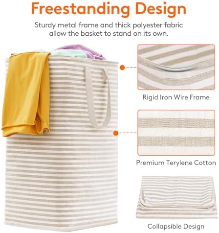 Lifewit 80L Large Laundry Baskets, Laundry Hampers Bags, 3 Pack, Beige