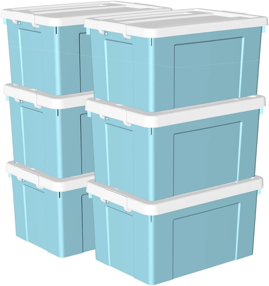 Cetomo Lidded Storage Bin with Handle, Tote Organizing Container with Wheels,...