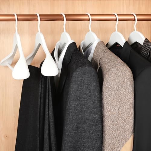 TOPIA HANGER White Wooden Coat Hanger 6 Pack, Wood Suit Hangers,Glossy Finish...