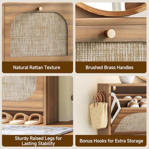 Nicetree Shoe Cabinet Storage for Entryway, Narrow Shoe Organizers with 4 Fli...