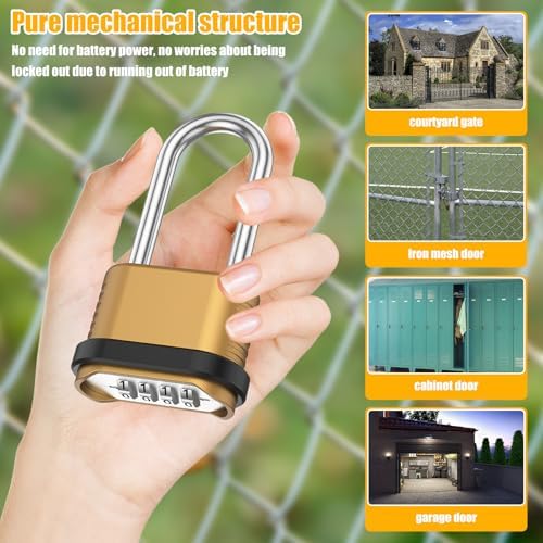 Combination Lock, 4-Digit Weatherproof Padlock 105mm, 8 Pack