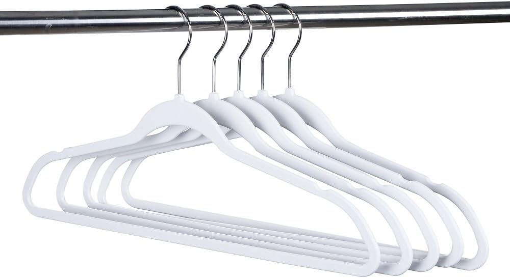 Quality Hangers 50 Pack Non-Velvet Plastic Hangers for Clothes - Heavy Duty C...