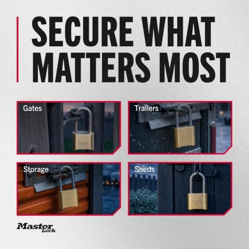 Master Lock Combination Padlock Outdoor Brass Long Shackle 2-Pack 175LHEC2