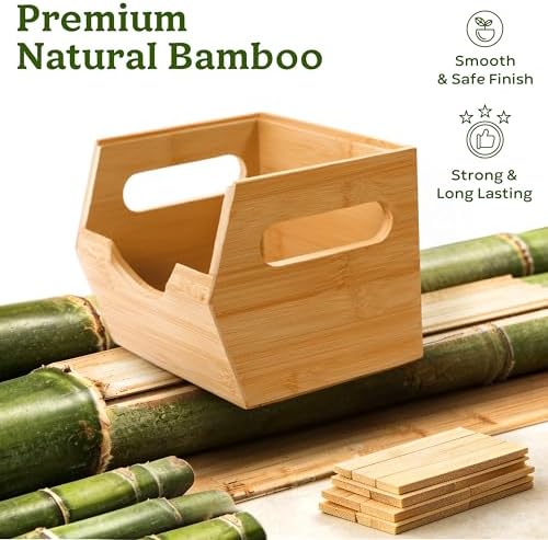 HOMESTEAD 3-Tier Bamboo Pantry Storage Bins – Stackable Potato & Onion St...