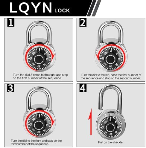 Combination Lock, LQYN Dial Combination Padlock, Pack of 12; Black