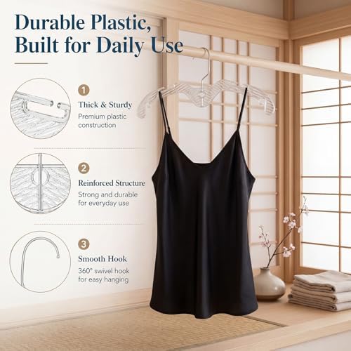LemonRoad 24 Pcs Crystal Clear Plastic Short Neck Hangers for Clothes Bulk