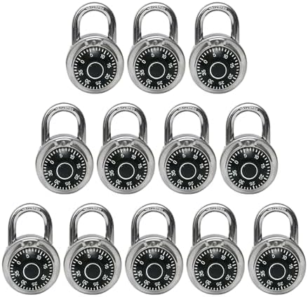 LanuBe Lock Standard Dial Combination Padlock 12 Pack Wide 2-in Black Dial