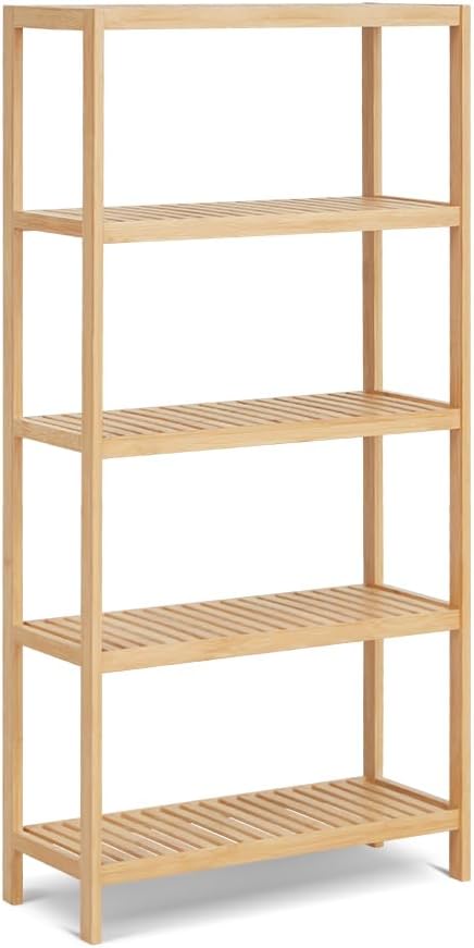 5-Tier Bamboo Freestanding Multi-use Shelf Unit Bookshelf Bookcase