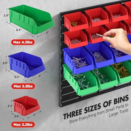 WORKPRO 44PCS Wall Mounted Storage Bins for Garage Storage