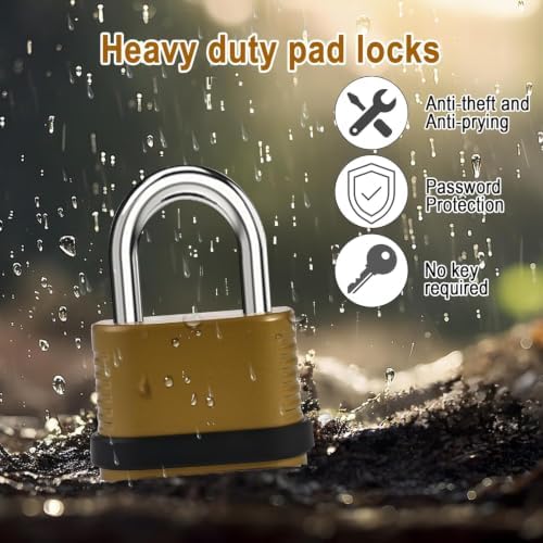 4 Pack Combination Locks, Golden 4-Digit Heavy Duty Combo Lock