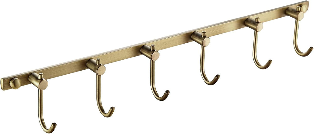 WINCASE Brass Hook Rack, Bathroom Towels Hooks Coat Rack, Antique Bath Wall H...