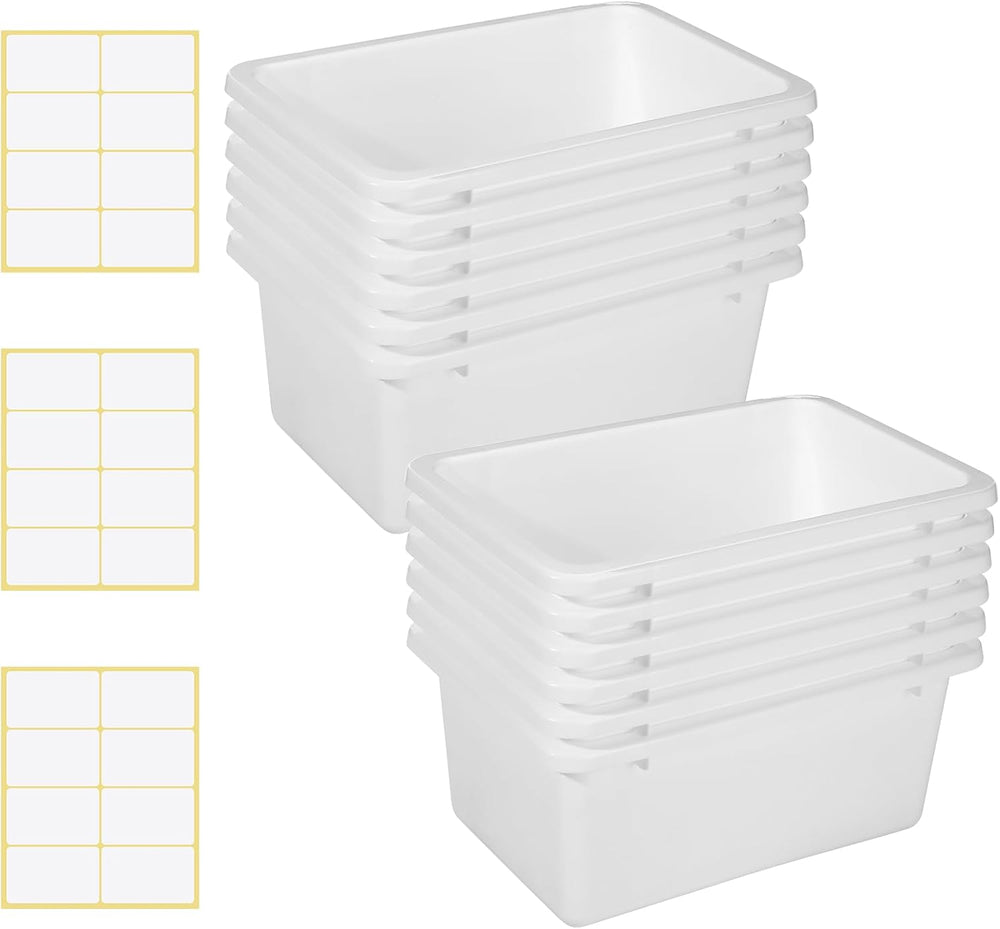 Zonon 12 Pcs Plastic Cubby Storage Bins, White, 11.61 x 7.68 x 4.92