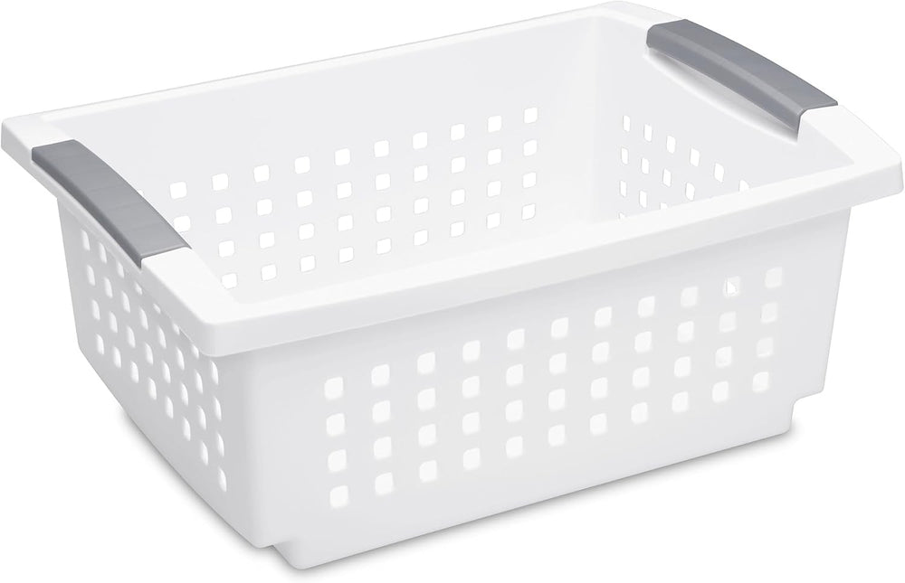 Sterilite 16 Pack Medium Stacking Basket, Open Top Storage Bin with Handles, ...