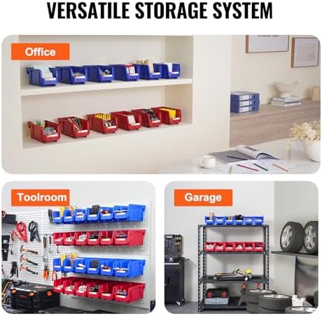 VEVOR Plastic Storage Bins 12 Pack (11 x 5 x 5-Inch), Hanging Stackable Stora...
