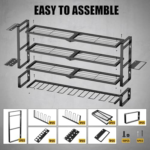 MOOMSINE Large Power Tool Organizer Wall Mount for Garage, 4-Tier Heavy Duty ...