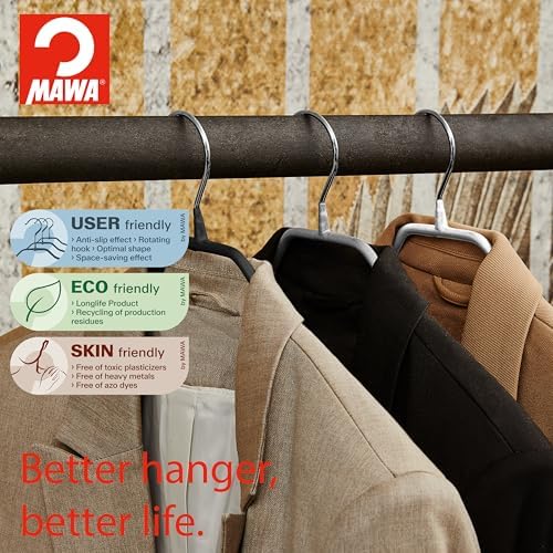 Mawa by Reston Lloyd BodyForm Series Non-Slip Space-Saving Clothes Hanger for...