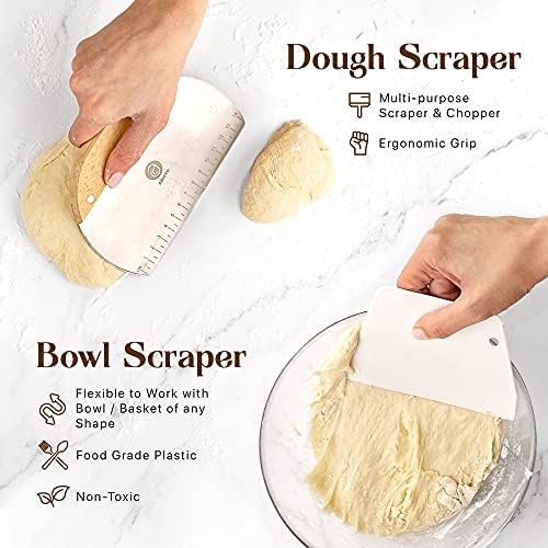 ABIOTO Sourdough Bread Proofing Baskets and Baking Supplies - 14-Piece Kit