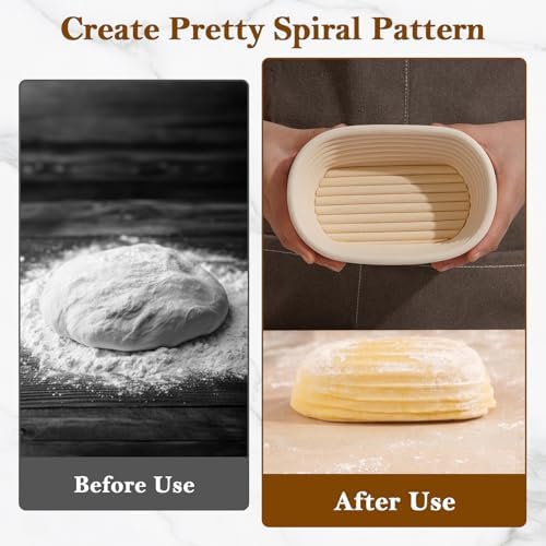 6.5 Inch Banneton Bread Proofing Basket Oval Mini Banneton Basket Set of 6, S...