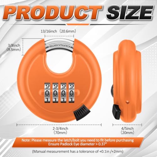 Landhoow 6 Pack Combination Lock 4 Digit Disc Padlock with 3/8 Inch Hardened ...