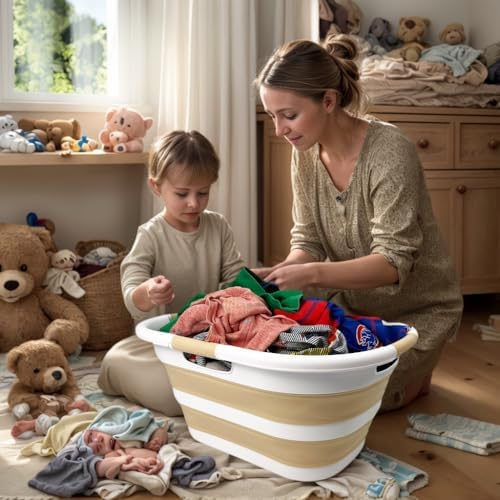 SAMMART 40L (10.5 gallon) Set of 2 Plastic Foldable Laundry Basket - Collapsi...