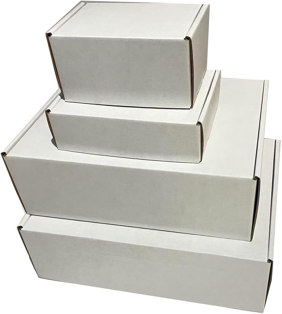 Rongyangtong13x10x4 Shipping Boxes Set of 18, White Small Corrugated Cardboar...