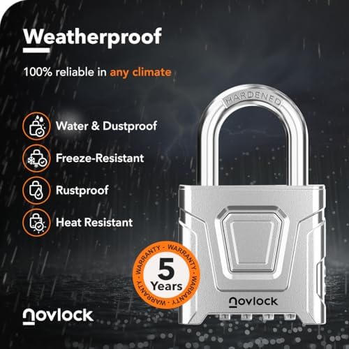 Outdoor Combination Lock, Weatherproof, Large Heavy Duty Padlock