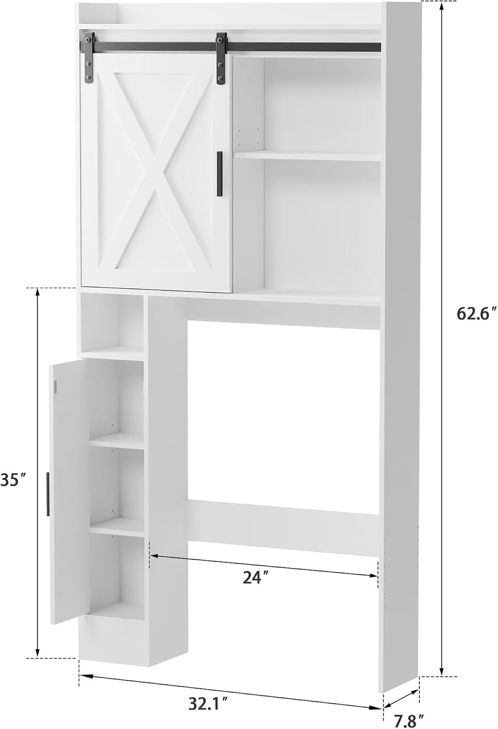 MU Over The Toilet Storage Cabinet with Side Shelves, Bathroom Storage Organi...