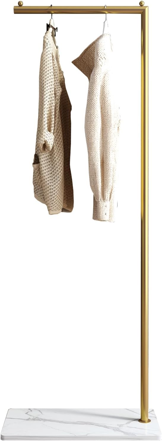Gold clothing rack with Marble Base,Modern clothes racks for hanging clothes,...