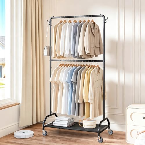 Wiracks Clothes Rack Double Hanging Clothes Rack Clothing Rack Garment Rack 1...