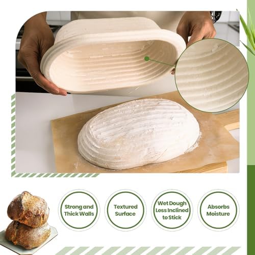 10" Oval Pulp Bread Proofing Basket 6-Pack + 30 Liners Sourdough Banneton