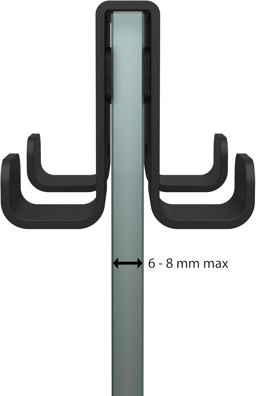 Tiger Caddy Towel Hook for Shower Enclosure 6-8 mm Double, 5,6 x 7 x 5 cm, Black