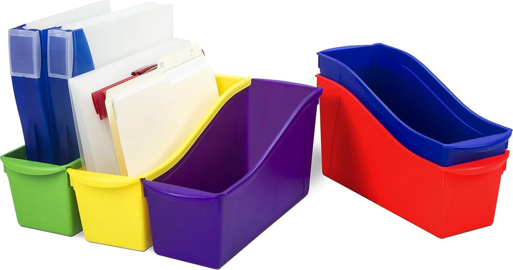 Storex Large Book Bin, Interlocking Plastic Organizer for Home, Office and Cl...