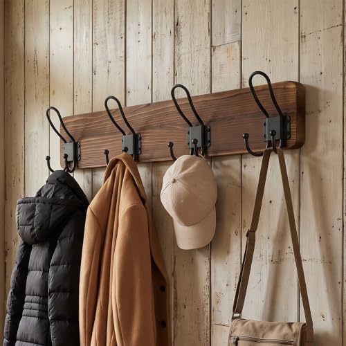 WEBI Rustic Coat Rack Wall Mount,17" Coat Hooks Wall Mounted,Fit 16&quot...
