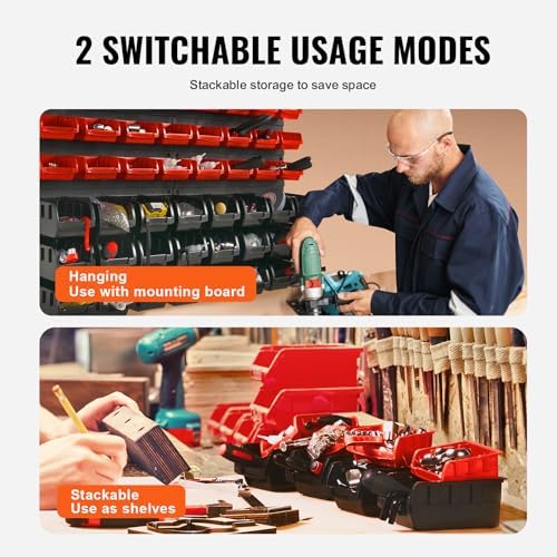 VEVOR 48-Bin Wall Mounted Storage Bins Parts Rack Organizer Garage Shop Tool ...