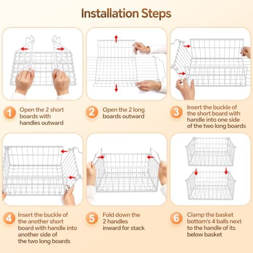 Freezer Organizer Bins, 3 Pack Enlarged Baskets for 5-9 Cu.FT Deep Freezer