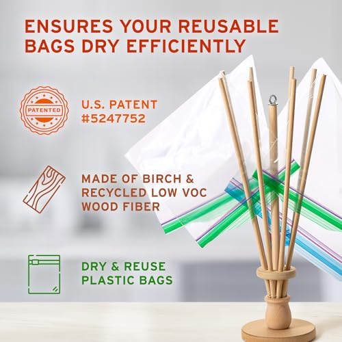 Plastic Bag and Bottle Dryer - Patented; Multi-Purpose Drying Rack Saves Mone...