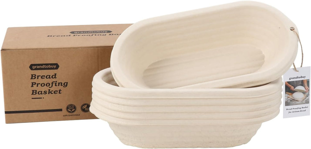 12" Oval Pulp Banneton Proofing Basket 6-Pack w/ 30 Liners