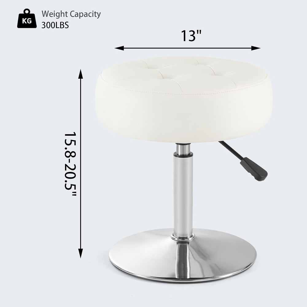 Gitrah White Vanity Stool Chair Swivel Adjustable Comfortable Makeup Stool