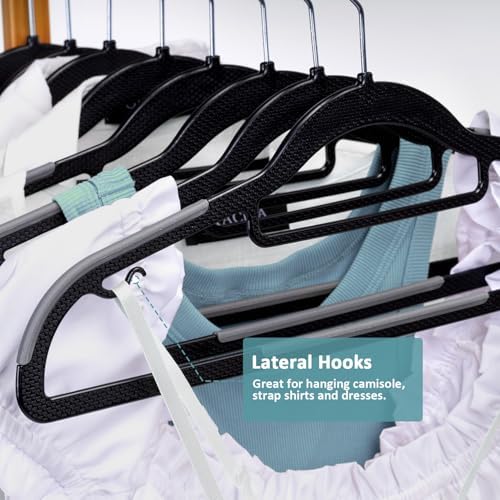 Tonswachic Coat Hanger 50 Pack, Space Saving Plastic Clothes Hanger, Black