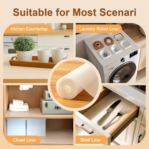 FEXIA Shelf Liner 2 Rolls 20IN x 20FT for Kitchen Cabinet Drawer, Fridge