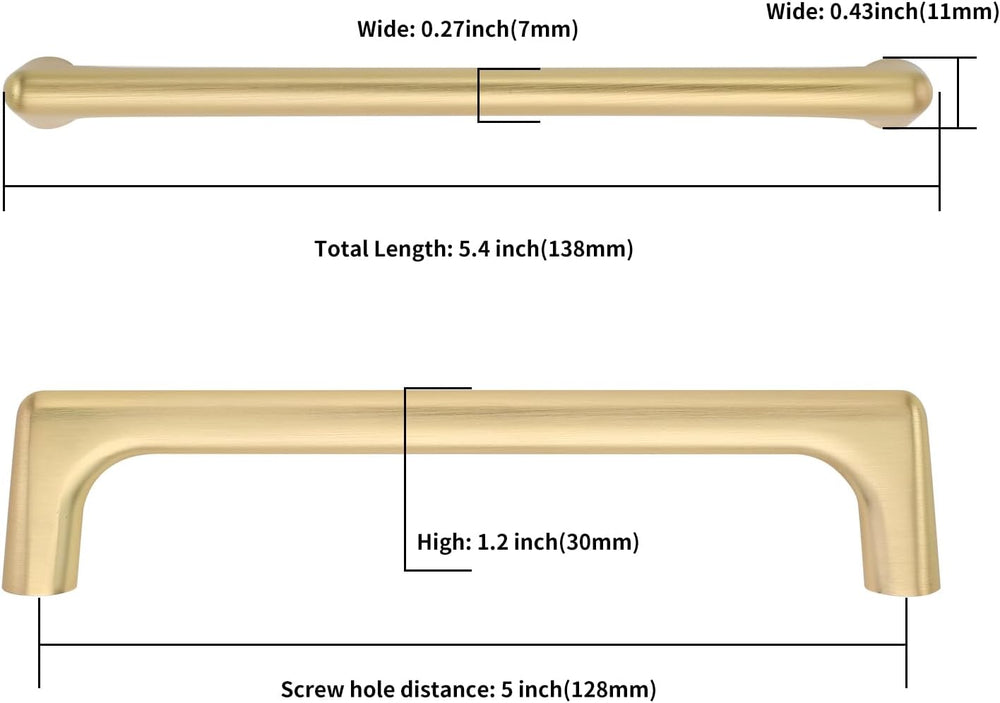 Asidrama 30 Pack 5 Inch(128mm) Brushed Gold Cabinet Pulls Cabinet Handles Cup...
