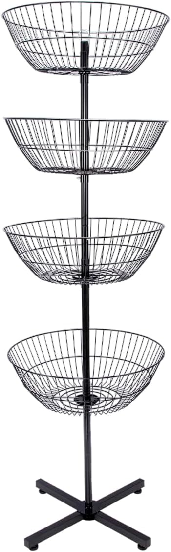 SSWBasics 4 Tier Wire Basket Display Stand, Rotating Spinner Rack, 63 in H