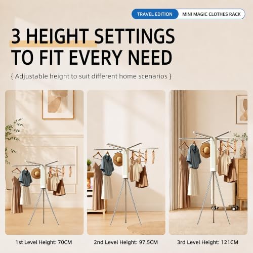 Foldable Tripod Clothes Drying Rack, Portable Laundry Rack for Travel