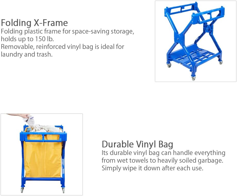 Commercial Laundry Cart with Wheels | 350 LBS Load | Foldable