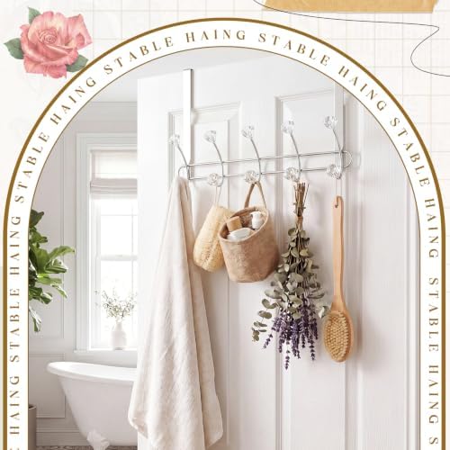 Over The Door Towel Hooks with Crystal Knobs, 10 Hook Heavy Duty Doors Hanger...