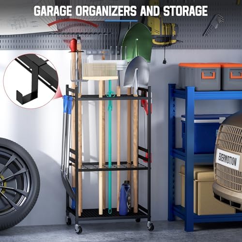 DAOUTIME Garden Organizer With Wheels, Yard Tower Rack for Garage Storage, Up...