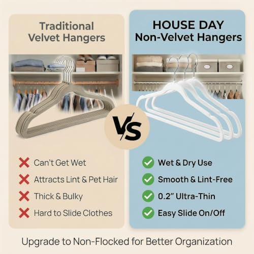 HOUSE DAY Ivory Plastic Hangers 50 Pack - Ultra-Thin Heavy Duty Non-Velvet