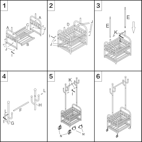 BOOSDEN Gold Clothing Rack with Wheels, Rolling Clothes Rack, Garment Rack