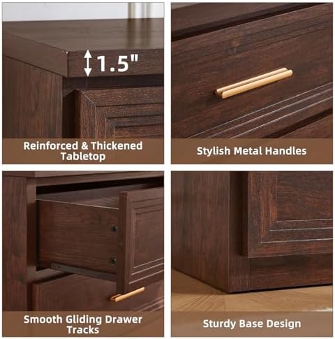 RWYHG Dresser Set for Bedroom with 5 Drawers 45" Tall with Gold Handle